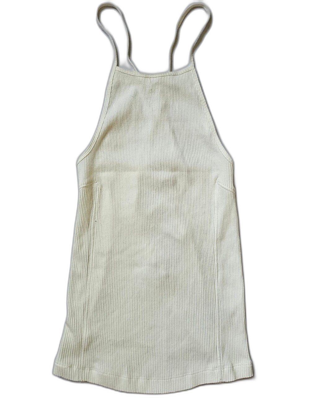 Free People Cream Ribbed Halter Tank Top Women's XS